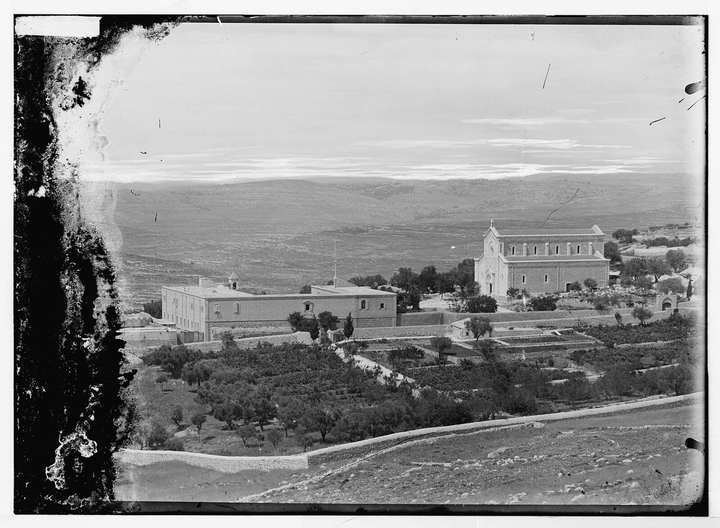 The same church and its convent, seen from the south-west, with the hills beyond.