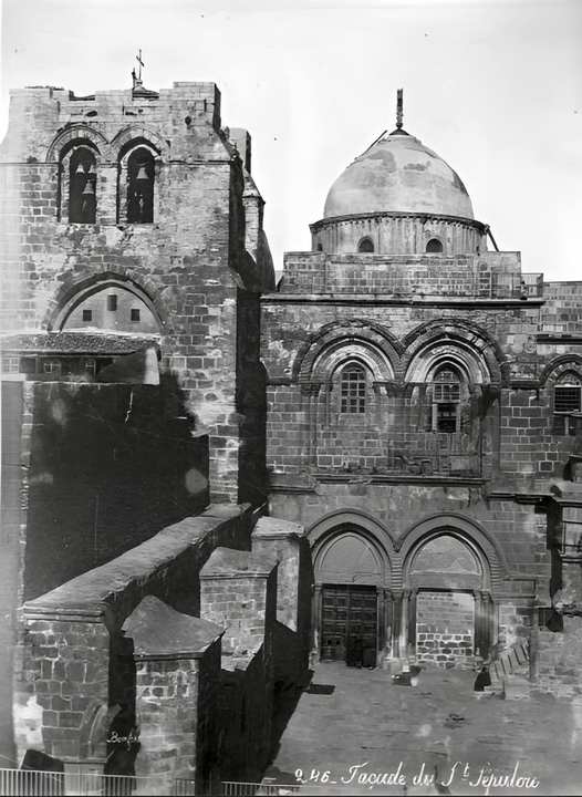 The facade of the Church of the Holy Sepulchre.