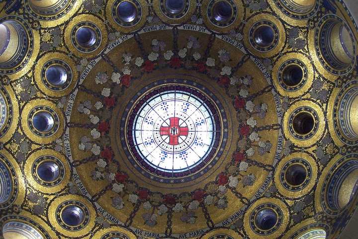 The interior of the dome of the Basilica of the Rosary.
