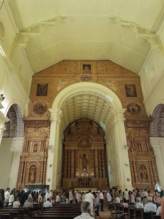 The interior on the feast of Saint Francis Xavier, when the basilica is dressed for his day.