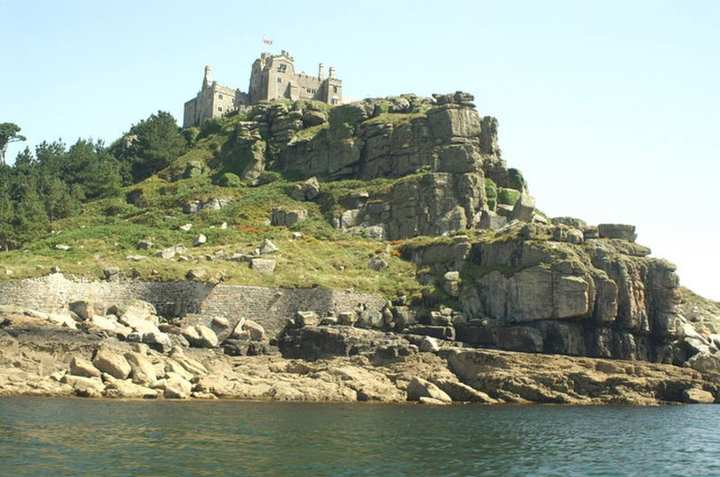 Saint Michael's Mount from the sea, the rocky end of the walk.